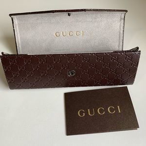 Gucci brown leather glasses case